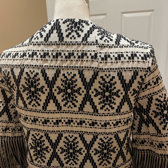 Didier Parakian Womens Black and Beige Patterned Long Blazer Jacket - Picture 4 of 12